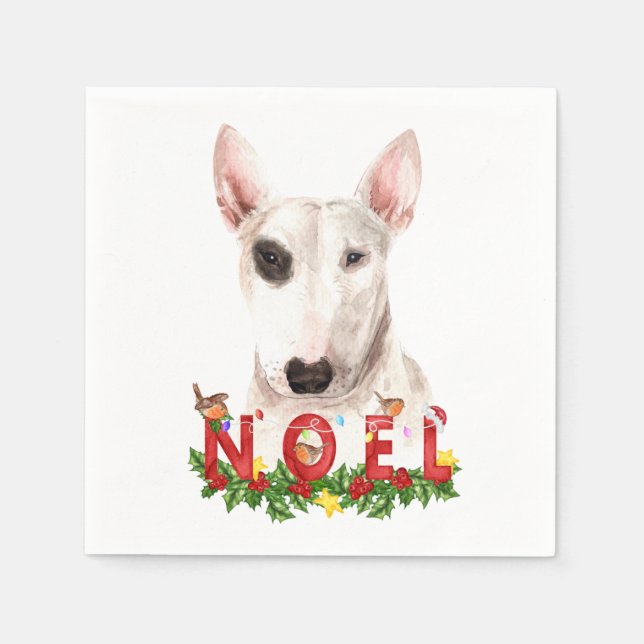 Guardanapo De Papel Watercolor Bull Terrier Noel Natal (Frente)