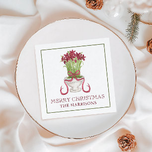 Guardanapo De Papel Watercolor Burgundy Amaryllis Natal