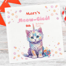 Watercolor Caticorn Meow-Gical Birthday