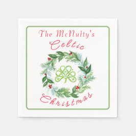 Guardanapo De Papel Watercolor Celtic Christmas Wreath PERSONALIZE