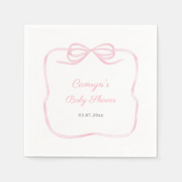 Guardanapo De Papel Watercolor Coquette Bow Baby Girl Shower Party