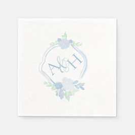 Guardanapo De Papel Watercolor Crest Monograma Floral Casamento Napkin