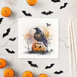 Guardanapo De Papel Watercolor Crow Halloween