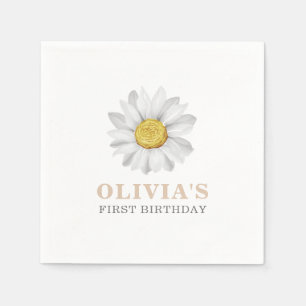 Guardanapo De Papel Watercolor Daisy First Birthday Napkins
