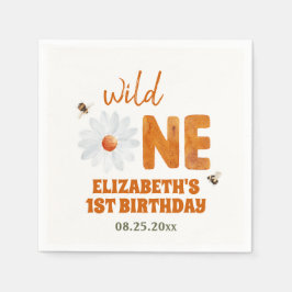 Guardanapo De Papel Watercolor Daisy Wild One primeiro aniversario Gir