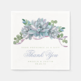 Guardanapo De Papel Watercolor Echeveria com Fita Roxa