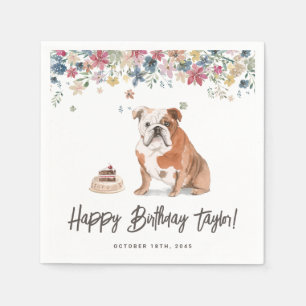 Guardanapo De Papel Watercolor English Buldol Birthday Obrigado