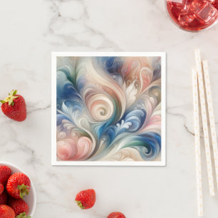 Guardanapo De Papel Watercolor Fantasy Floral Pastel Blue & Cream