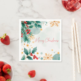 Guardanapo De Papel Watercolor Felry Christmas Napkins Elegant Holiday