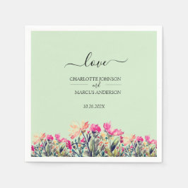 Guardanapo De Papel Watercolor Floral Mint Green Wedding Napkin