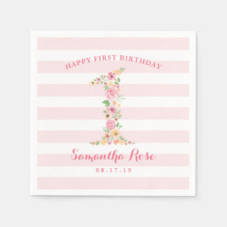 Guardanapo De Papel Watercolor Floral One First Birday