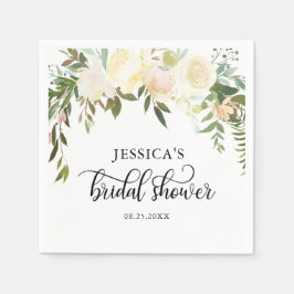 Guardanapo De Papel Watercolor Floral Pink Beige Ivory Chá de panela