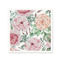 Watercolor Florals Mauve Cocktail Casamento Napkin