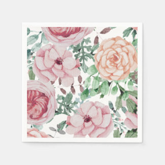 Guardanapo De Papel Watercolor Florals Mauve Cocktail Casamento Napkin