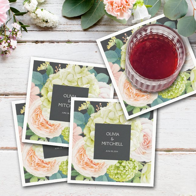 Guardanapo De Papel Watercolor Florals Wedkins (Watercolor Florals Wedding Napkins)
