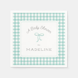 Guardanapo De Papel Watercolor Gingham Mint Green Chá de fraldas