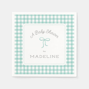 Guardanapo De Papel Watercolor Gingham Mint Green Chá de fraldas