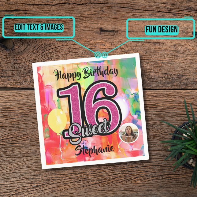 Guardanapo De Papel "Watercolor Girl" - Festa 16 elegante (Please enjoy our design and see the others in the collection.)