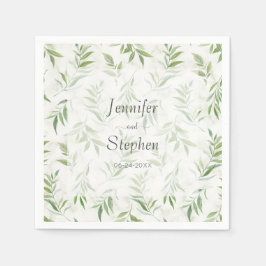 Guardanapo De Papel Watercolor Greenery e Marble Wedding