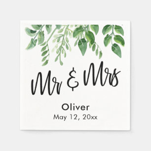 Guardanapo De Papel Watercolor Greenery Manuscrito