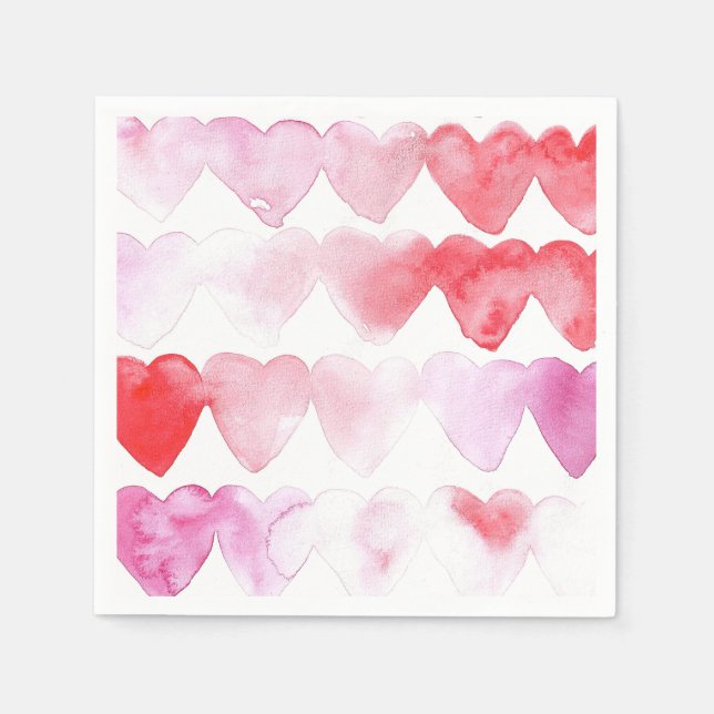 Guardanapo De Papel Watercolor Hearts Napkins (Frente)