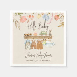 Guardanapo De Papel Watercolor Hello Baby Boho NurserChá de fraldas