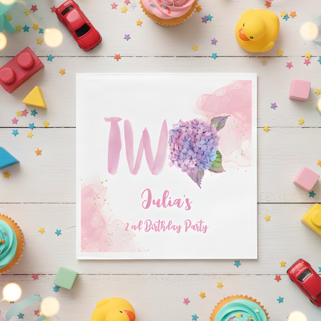 Guardanapo De Papel Watercolor hydrangea Segundo Aniversário (Criador carregado)