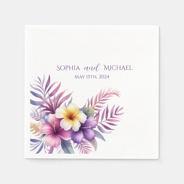 Guardanapo De Papel Watercolor Island Romance-Wedding- Napkins (Frente)