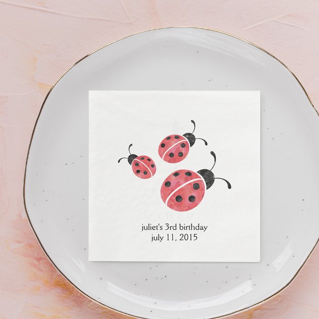 Guardanapo De Papel Watercolor Ladybug Paper Napkins (Criador carregado)