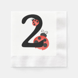 Guardanapo De Papel Watercolor Ladybug Second Birthday Party Napkins