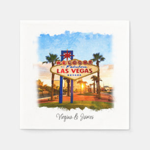 Guardanapo De Papel Watercolor Las Vegas - Sinal Casamento