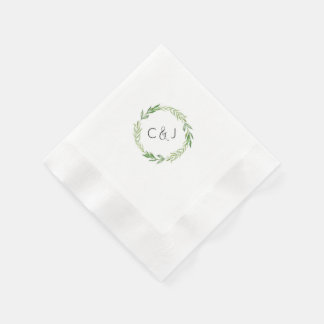 Guardanapo De Papel Watercolor Laurel Wreath Cocktail Napkins