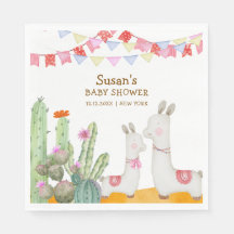 Watercolor Llama Desert Cactus Fiesta Chá de frald