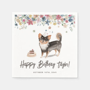 Guardanapo De Papel Watercolor Long Haired Chihuahua Dog Aniversário