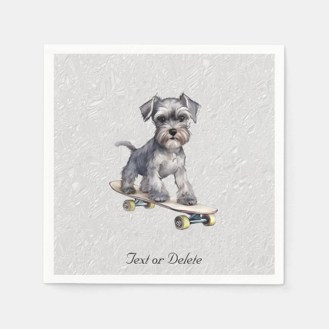 Guardanapo De Papel Watercolor Miniature Schnauzer Napkins (Frente)