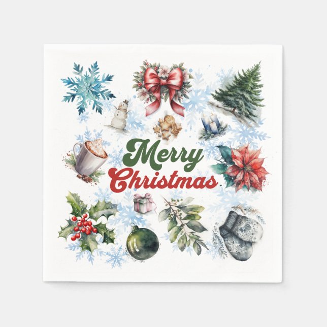 Guardanapo De Papel Watercolor Natal (Frente)