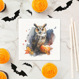 Guardanapo De Papel Watercolor Owl Halloween