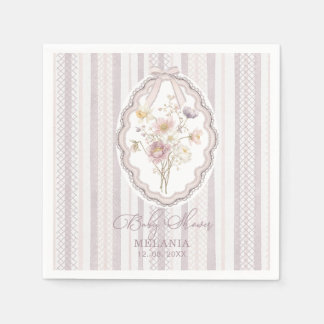 Guardanapo De Papel Watercolor pastel wildflower bow lace baby show
