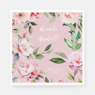 Guardanapo De Papel Watercolor Peony Magnolia Casamento Rosa