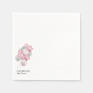 Guardanapo De Papel Watercolor Pink Balloons Its A Girl Baby Shower