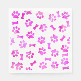 Guardanapo De Papel Watercolor Pink Paw Imprime Aniversário