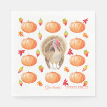 Watercolor Pumpkin Turquia Padrão Ação de Graças