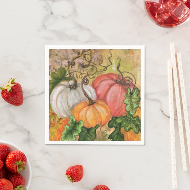 Guardanapo De Papel Watercolor Pumpkins Napkins (Insitu)