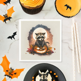 Guardanapo De Papel Watercolor Raccoon Halloween