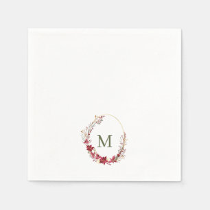 Guardanapo De Papel Watercolor Red Christmas Wreath Monogramas Napkins
