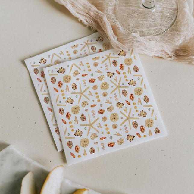 Guardanapo De Papel Watercolor Seashell (Watercolor seashells paper party napkins.)