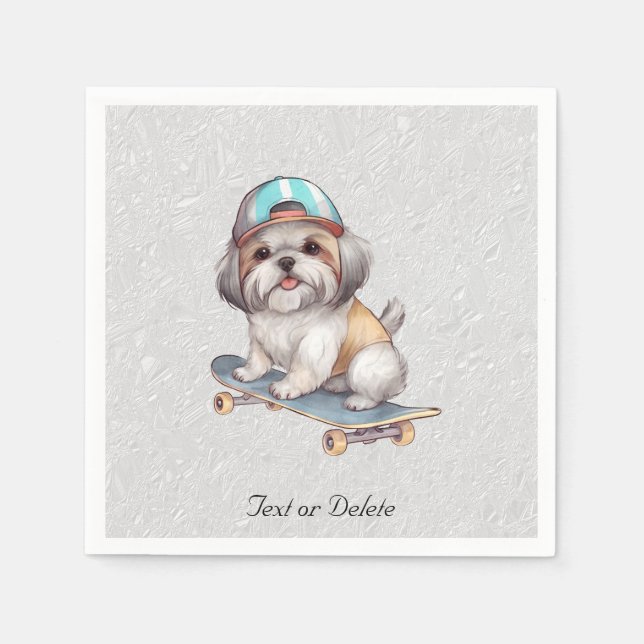 Guardanapo De Papel Watercolor Shih Tzu Napkins (Frente)