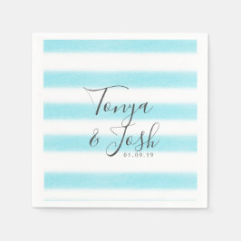 Guardanapo De Papel Watercolor Sky Blue Stripes Beach Inspirado Casame