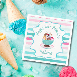 Guardanapo De Papel Watercolor Sorvete Sundae Birthday
