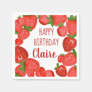 Guardanapo De Papel Watercolor Strawberry Napkins